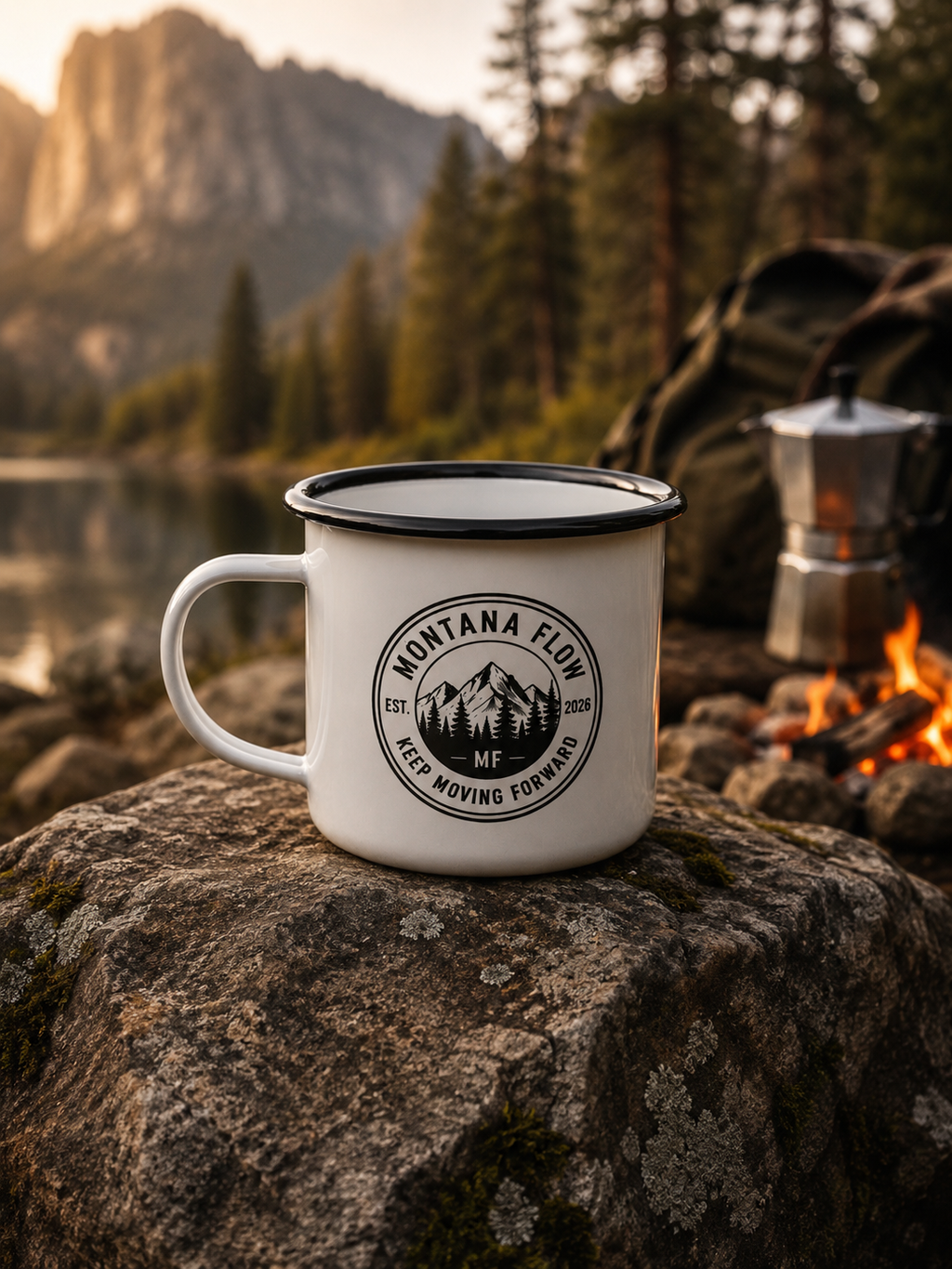 Mountain Badge Enamel Camp Cup | Keep Moving Forward