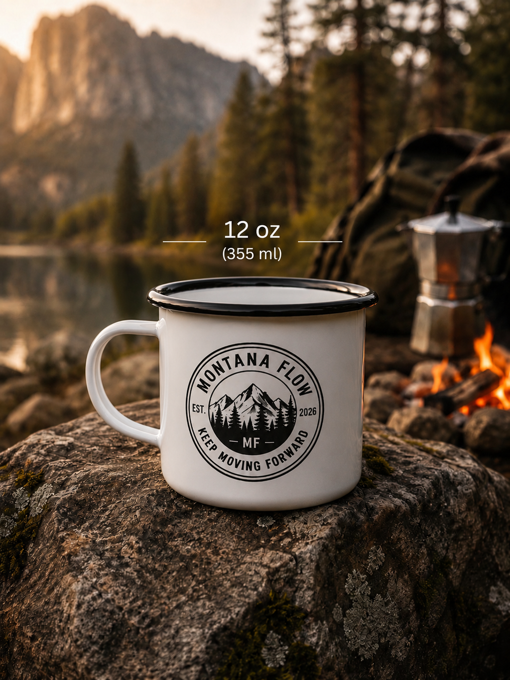 Mountain Badge Enamel Camp Cup | Keep Moving Forward