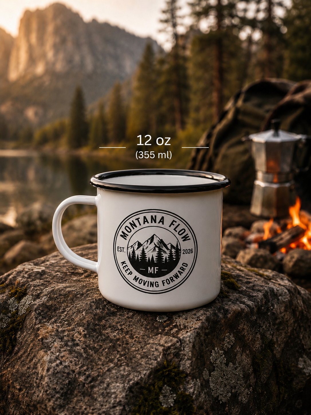Mountain Badge Enamel Camp Cup | Keep Moving Forward