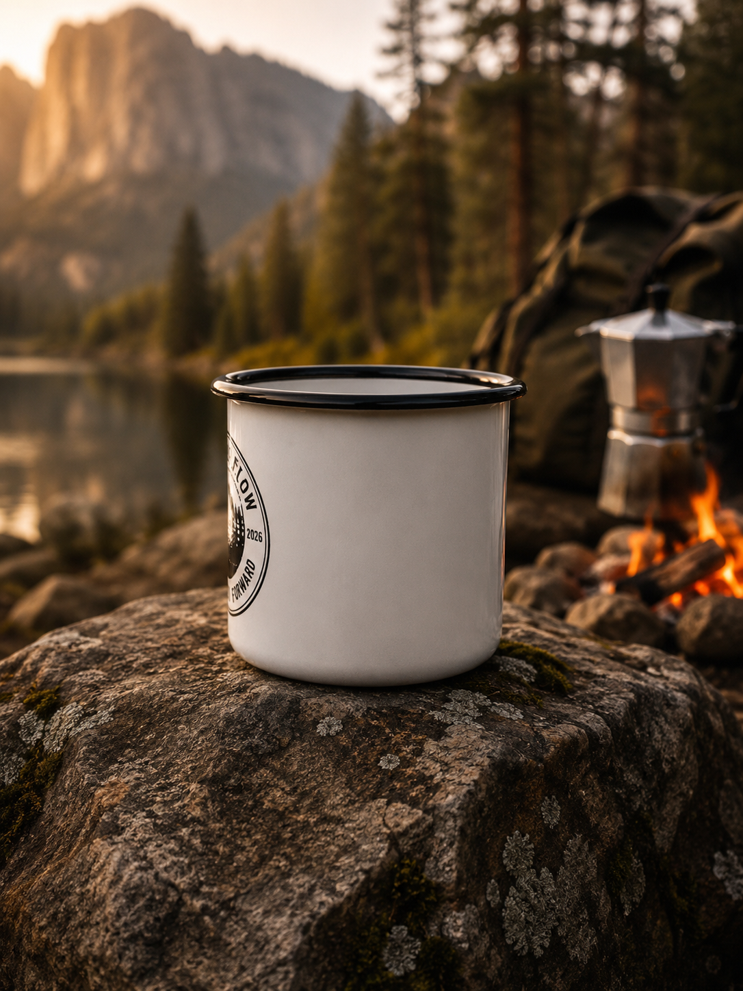 Mountain Badge Enamel Camp Cup | Keep Moving Forward