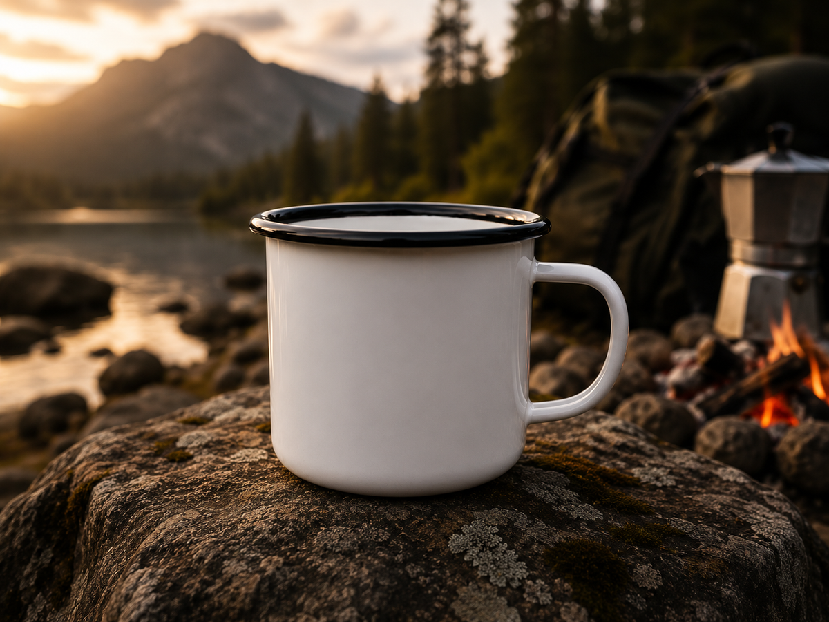 Mountain Badge Enamel Camp Cup | Keep Moving Forward