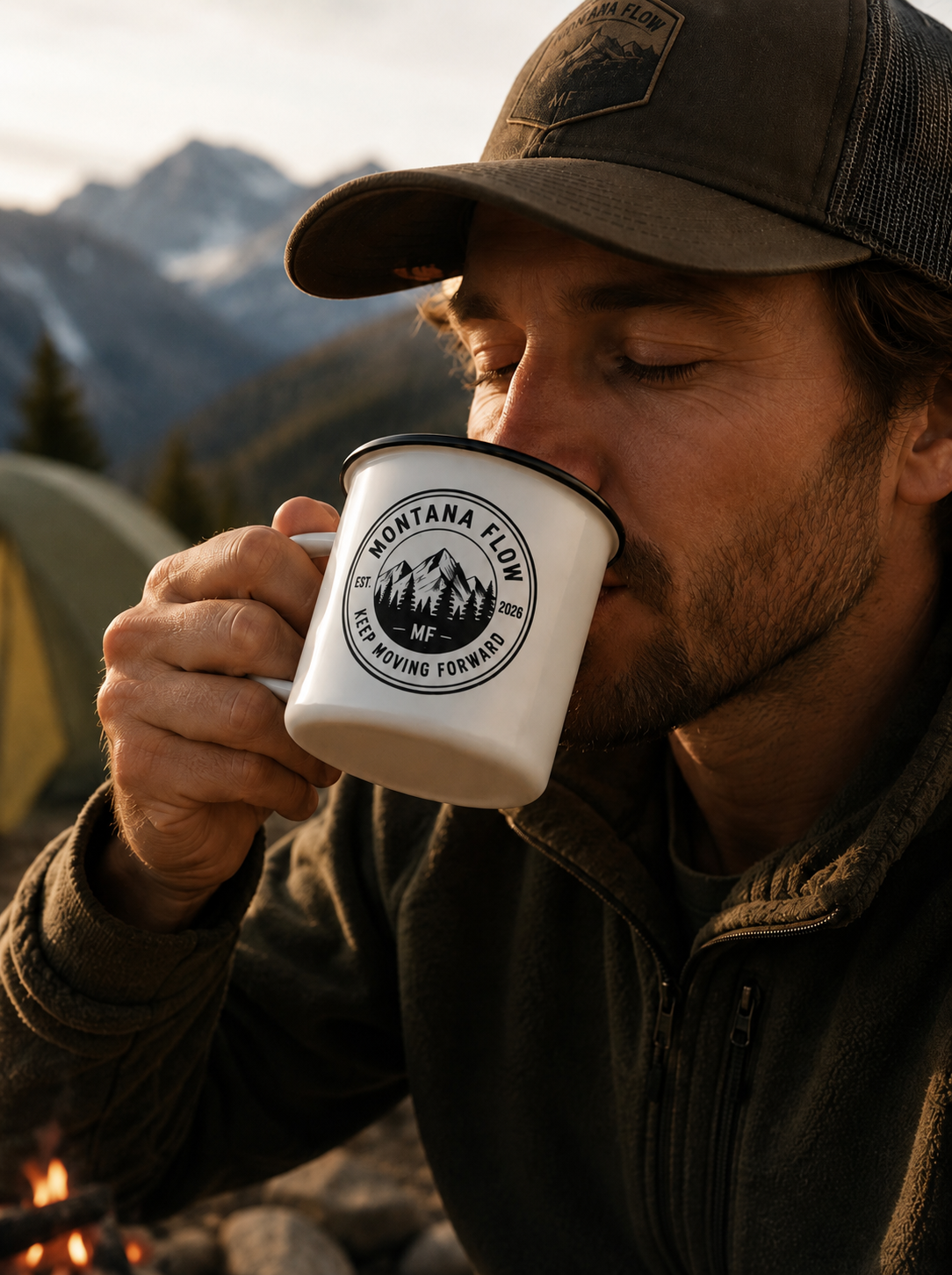 Mountain Badge Enamel Camp Cup | Keep Moving Forward