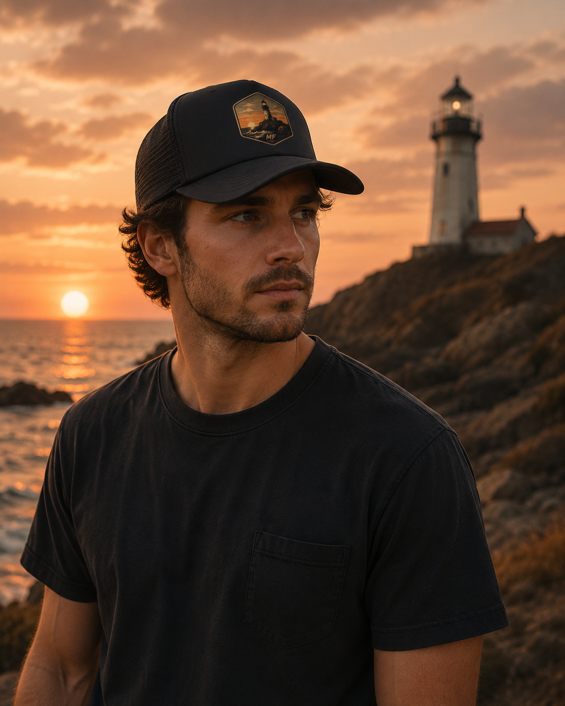 Lighthouse Patch Foam Trucker Hat | Coastal Adventure Cap