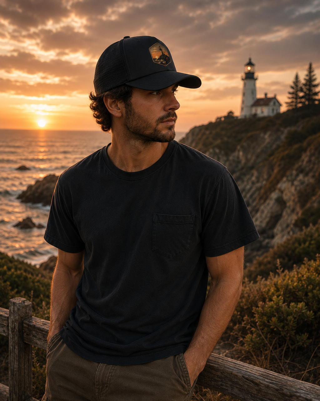Casquette trucker à écusson Lighthouse | Casquette d'aventure côtière