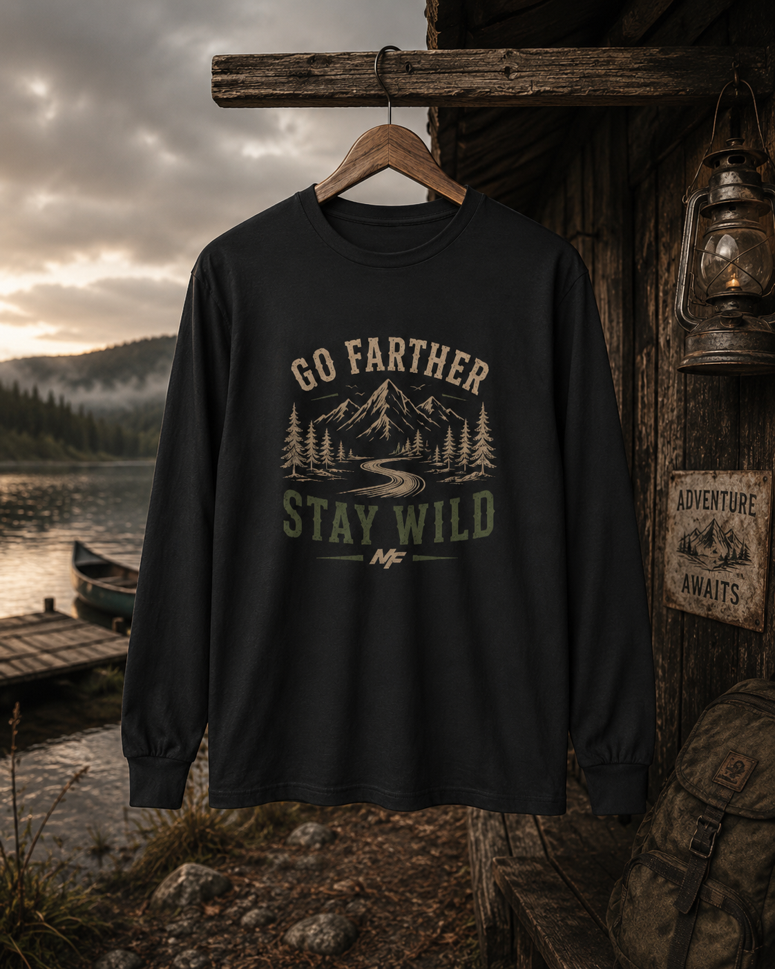 Go Farther Stay Wild Long Sleeve Shirt | Mountain Adventure Tee