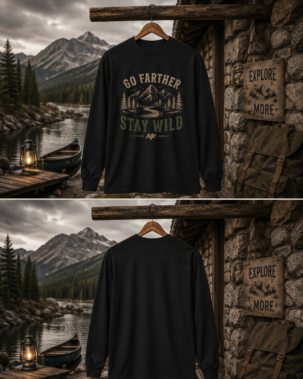 Go Farther Stay Wild Long Sleeve Shirt | Mountain Adventure Tee
