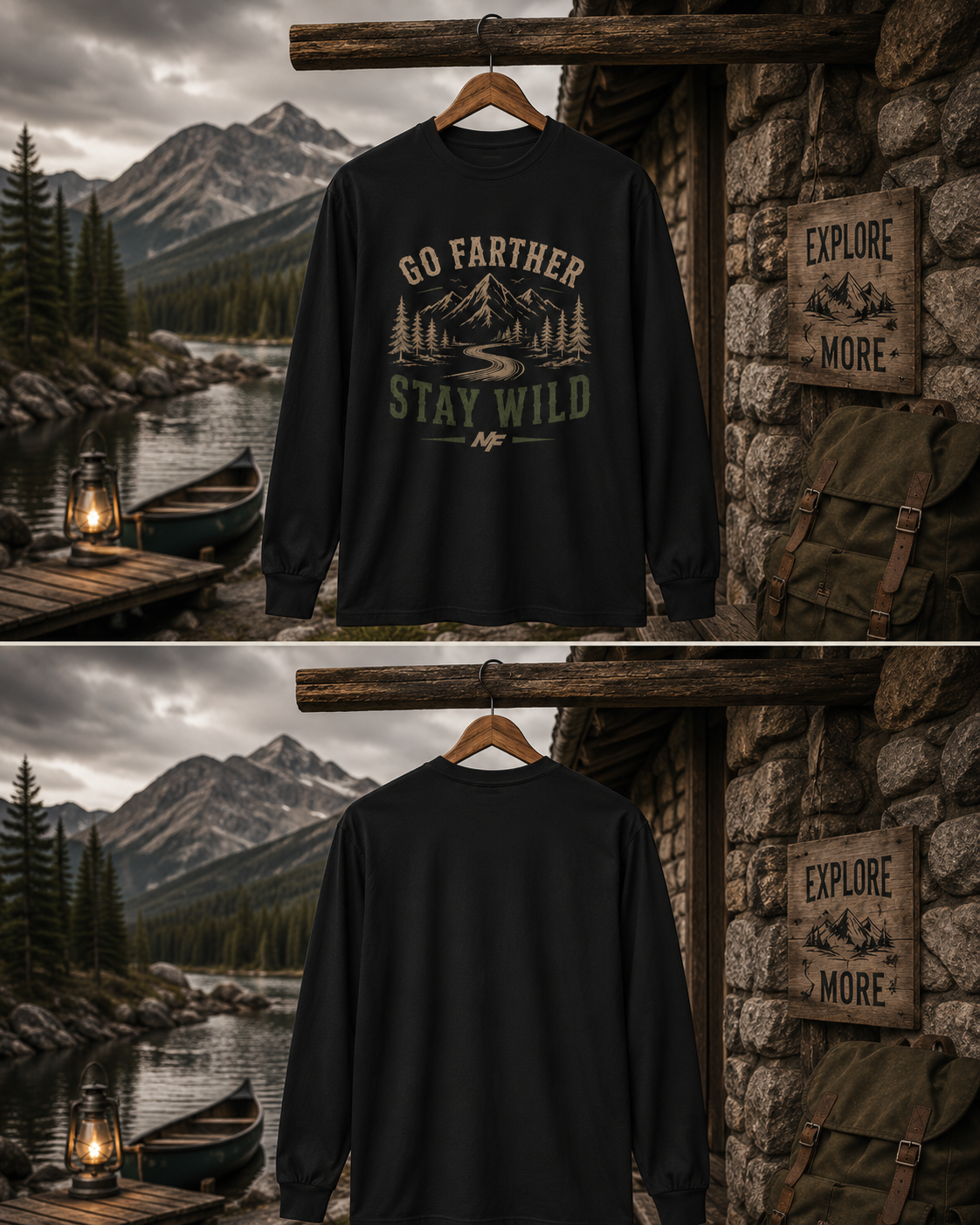 Go Farther Stay Wild Long Sleeve Shirt | Mountain Adventure Tee