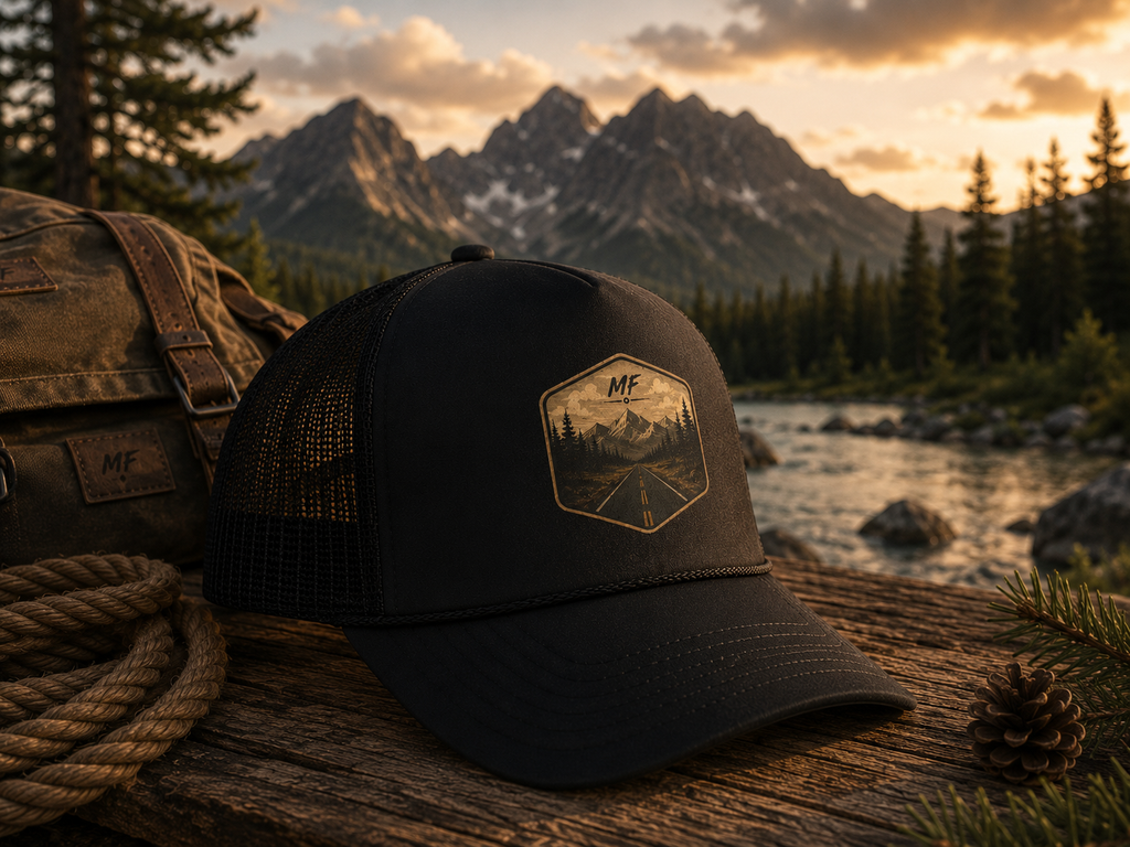 Mountain Road Patch Foam Trucker Hat | Outdoor Adventure Cap