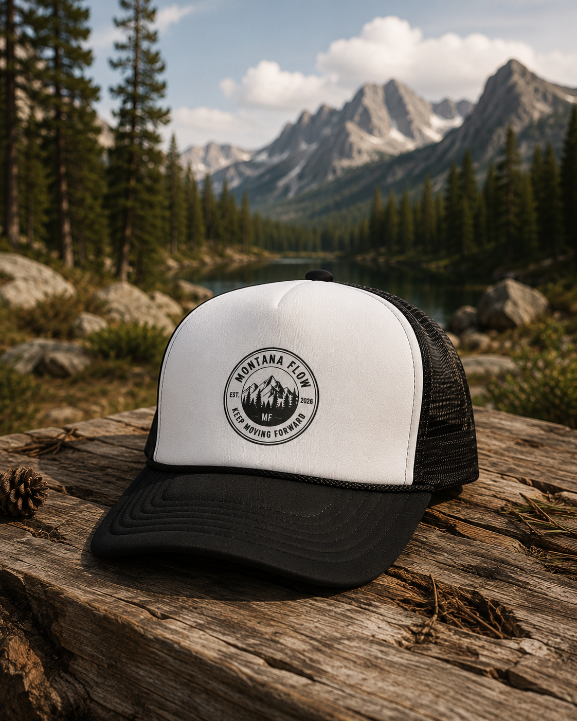 Montana Flow Mountain Badge Trucker Hat | Outdoor Foam Cap