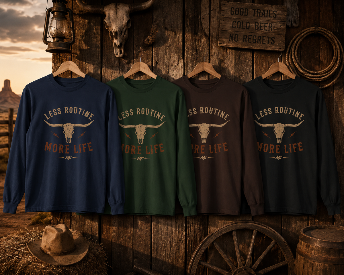 Less Routine More Life Long Sleeve | Western Graphic Tee