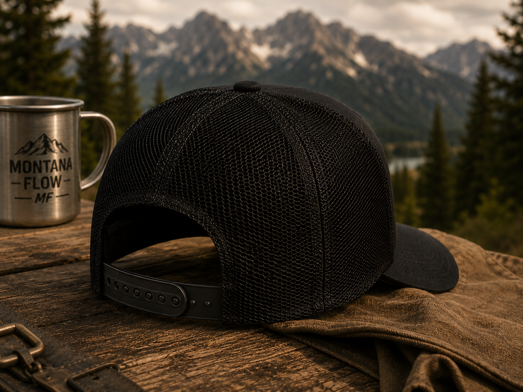 Compass Forest Patch Snapback Cap |  Mountain Outdoor Adventure Trucker Hat