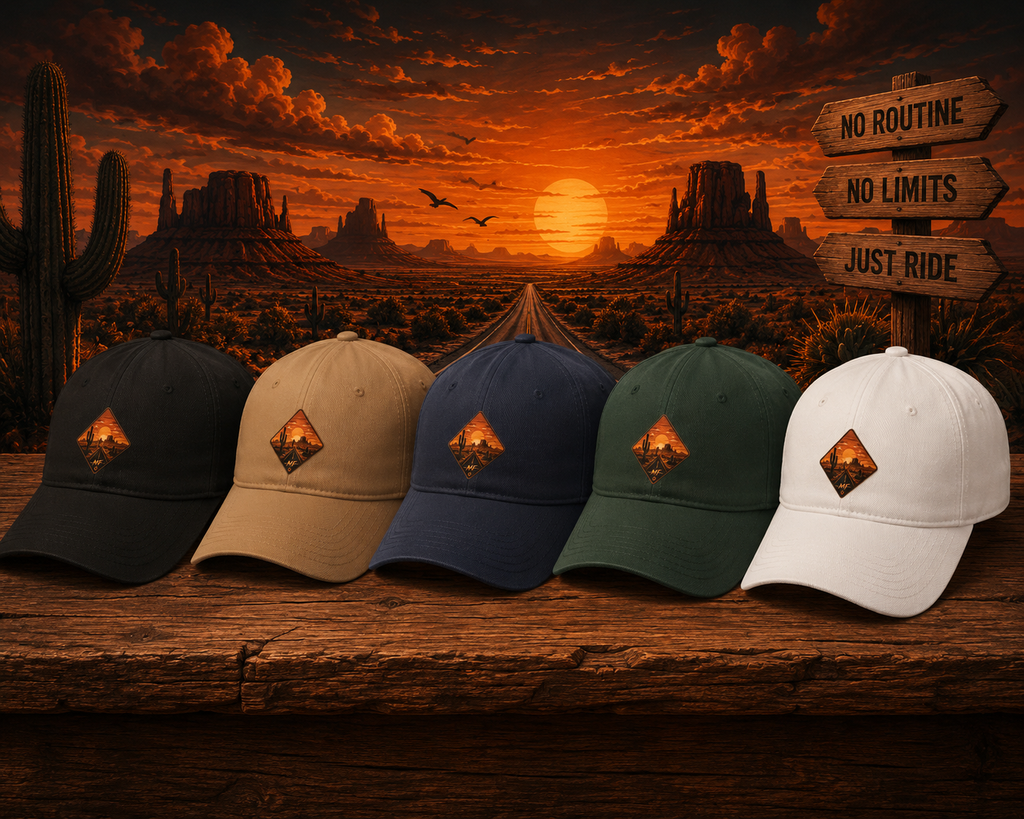 Mountain Sunset Patch Hat | Desert Landscape Cap, Outdoor Adventure Baseball Cap, Western Road Trip