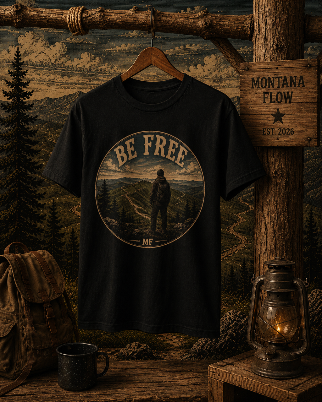 Be Free Hiking T-Shirt | Adventure Mountain Nature Graphic Tee | Outdoor Travel Shirt
