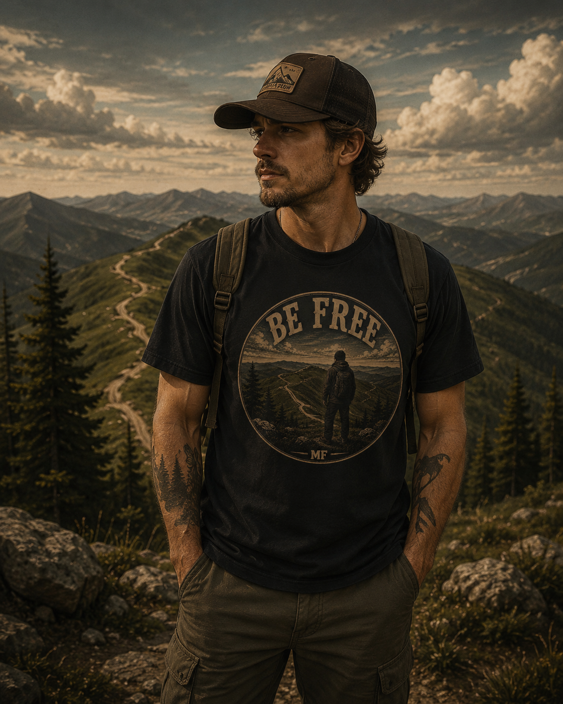 Be Free Hiking T-Shirt | Adventure Mountain Nature Graphic Tee | Outdoor Travel Shirt