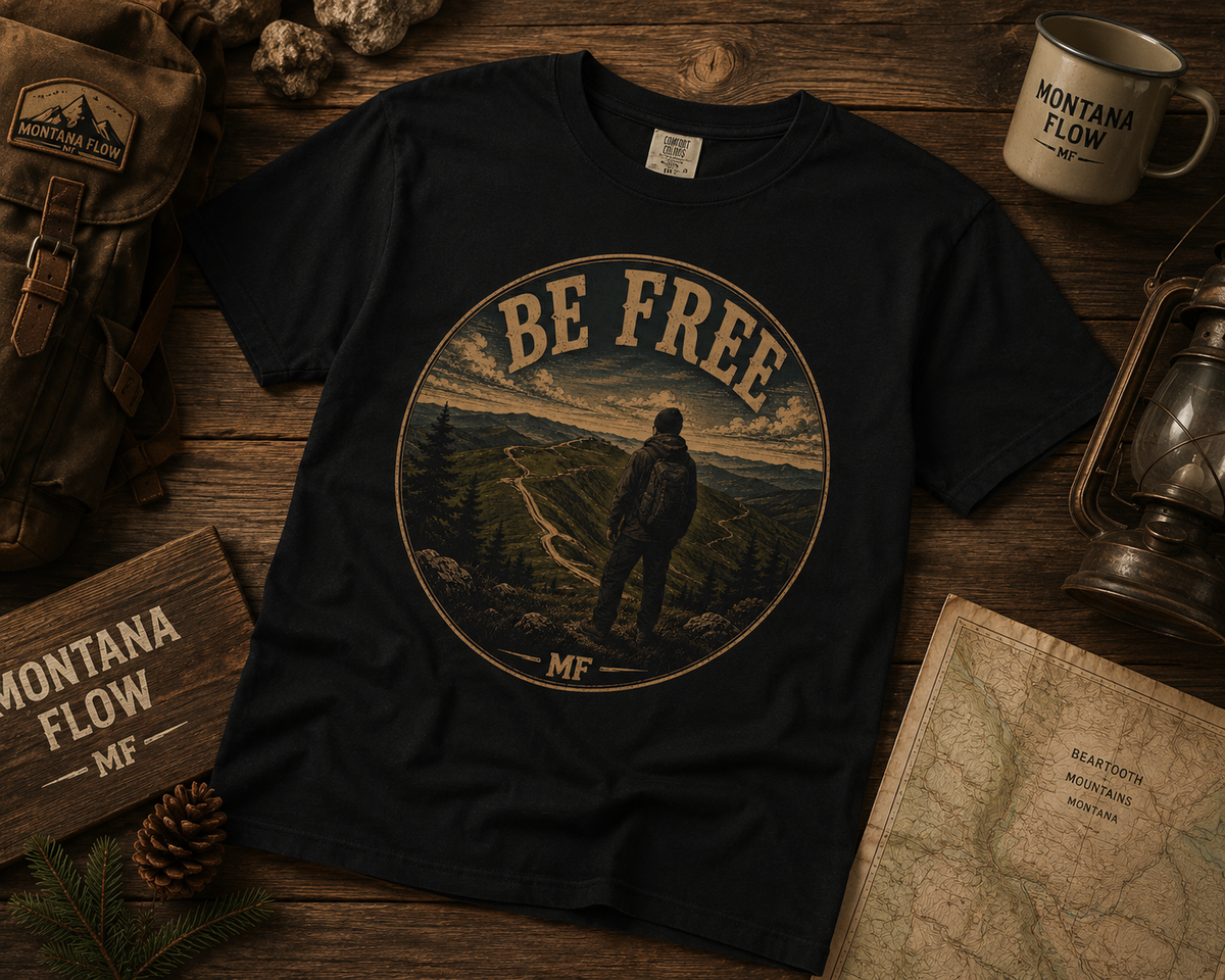 Be Free Hiking T-Shirt | Adventure Mountain Nature Graphic Tee | Outdoor Travel Shirt