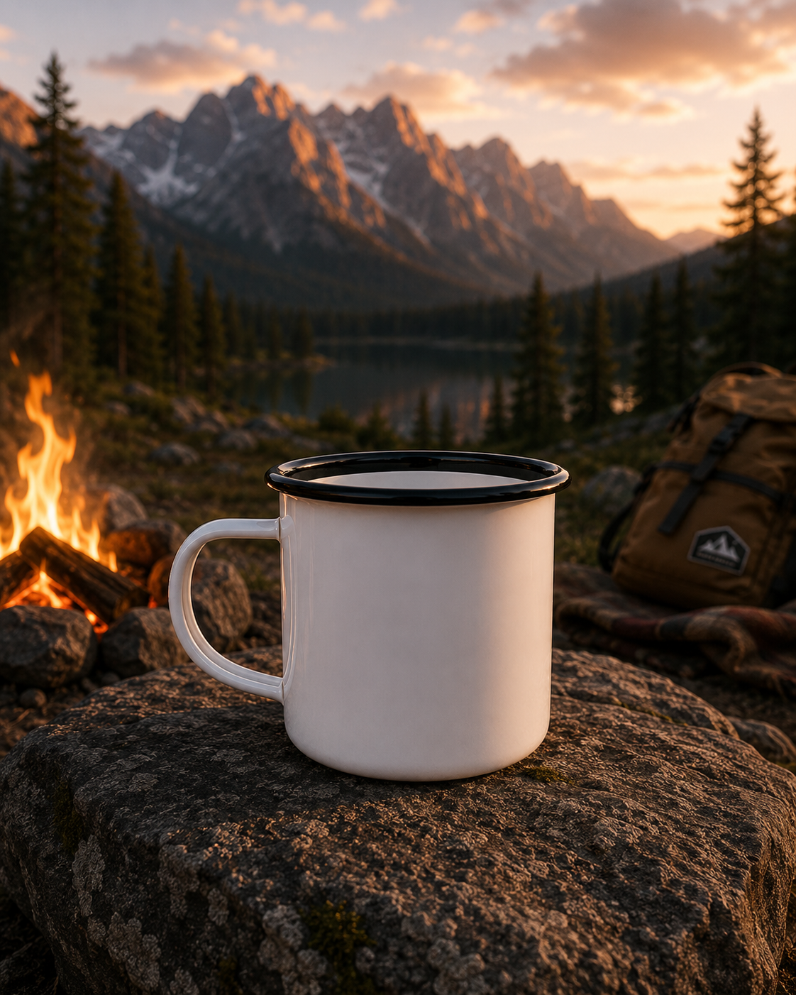 Wild & Free Enamel Camp Mug | Mountain Camping Coffee Cup | Outdoor Adventure Gift