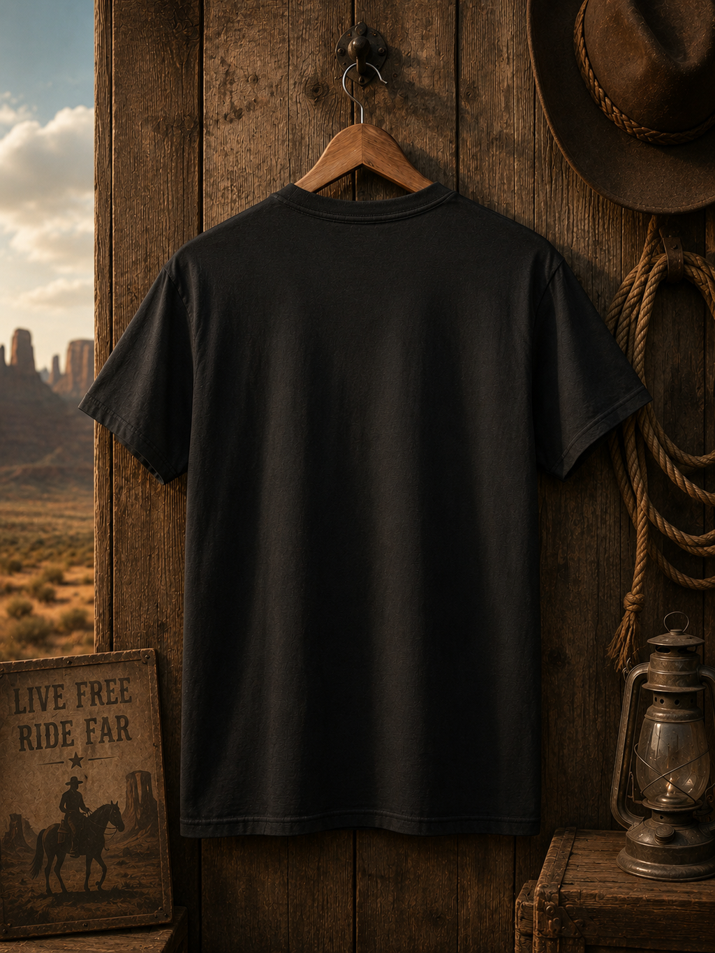 T-shirt chapeau de cowboy Live Wild Stay True | T-shirt graphique western | T-shirt country rustique