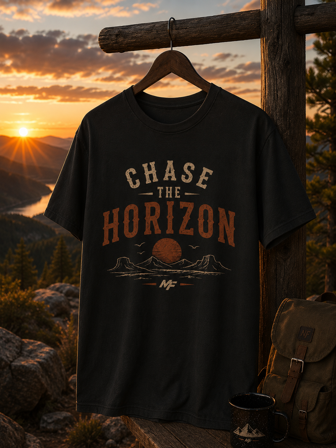 Chase the Horizon Tee | Vintage Sunset Mountain Graphic T-Shirt