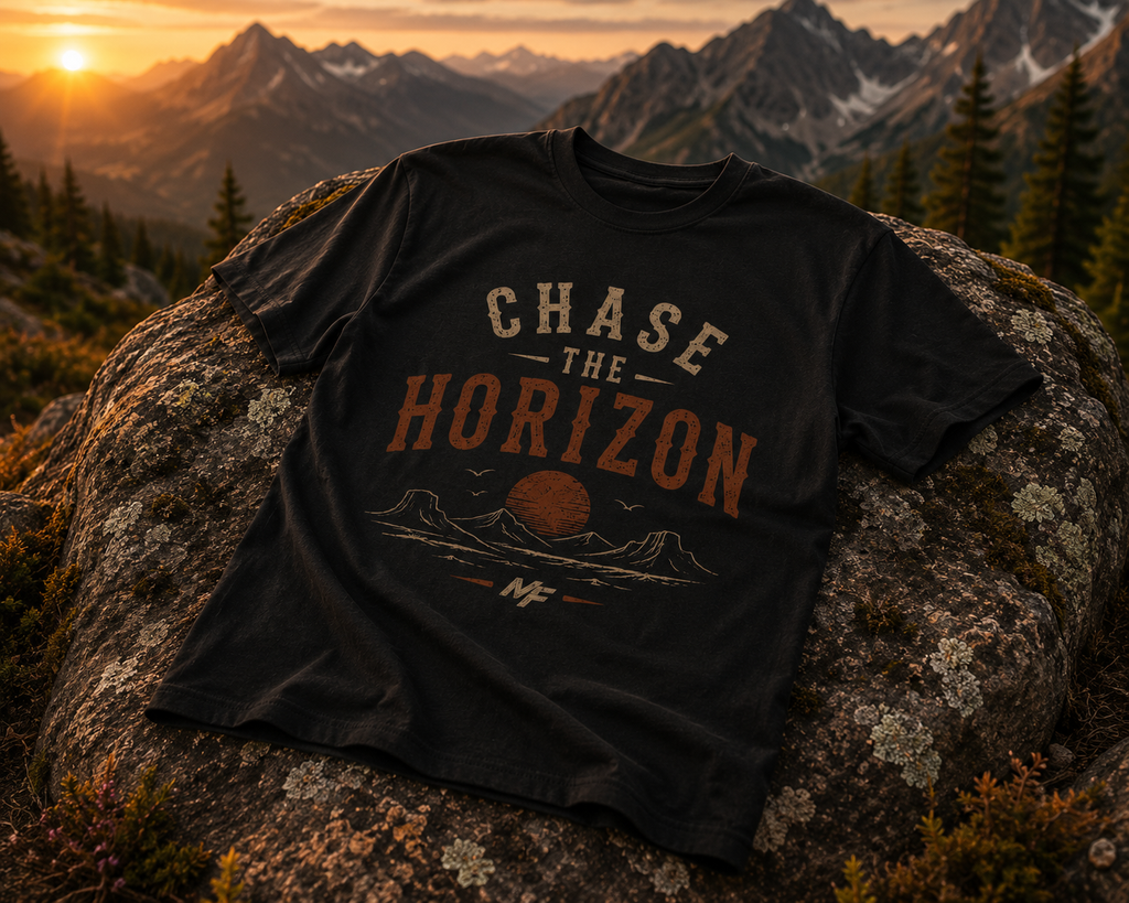 Chase the Horizon Tee | Vintage Sunset Mountain Graphic T-Shirt