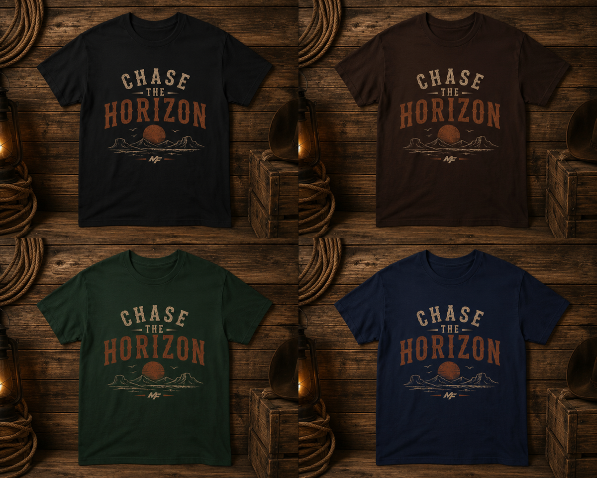 Chase the Horizon Tee | Vintage Sunset Mountain Graphic T-Shirt