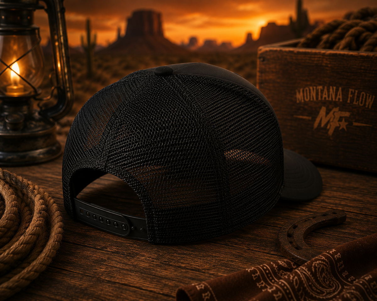 Western Trucker Hat | Desert Sunset M.F. Logo Mesh Cap