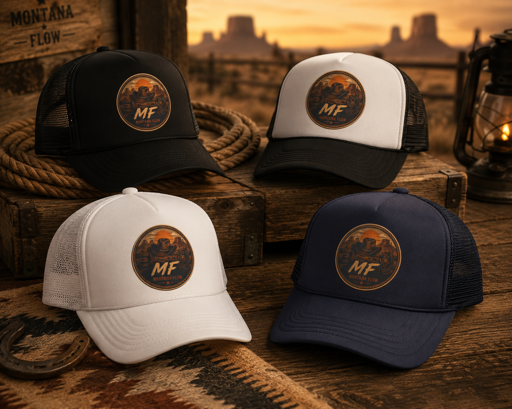 Western Trucker Hat | Desert Sunset M.F. Logo Mesh Cap