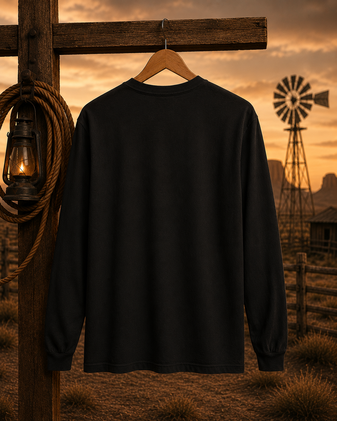 Not All Who Wander Are Lost Long Sleeve Shirt | Western Desert Sunset Graphic Tee
