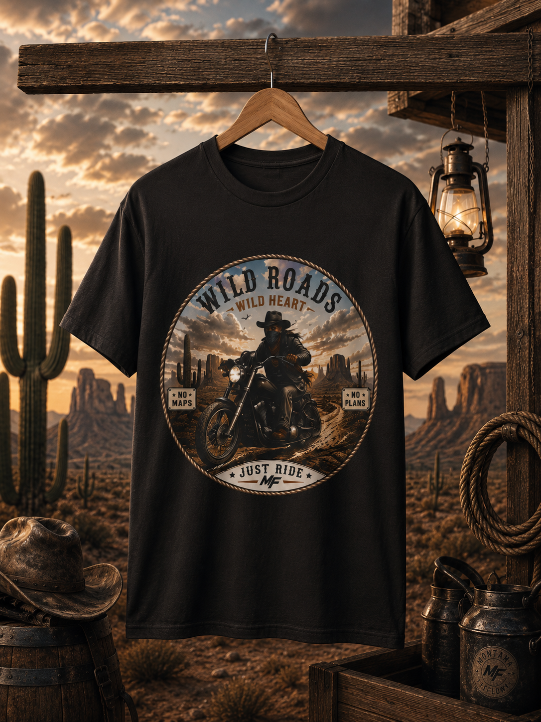 T-shirt de motard Wild Roads | T-shirt graphique vintage pour motard | T-shirt Just Ride