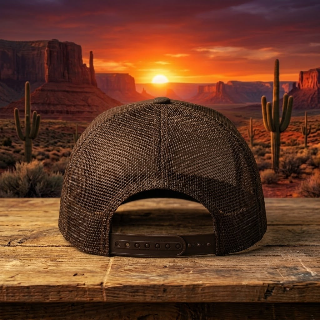 Desert Rider Foam Trucker Hat | Sunset Western Cowboy Cap | Montana Flow MF Logo