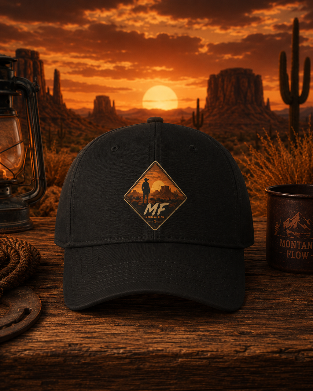 Western Cowboy Patch Dad Hat | Desert Sunset Cap