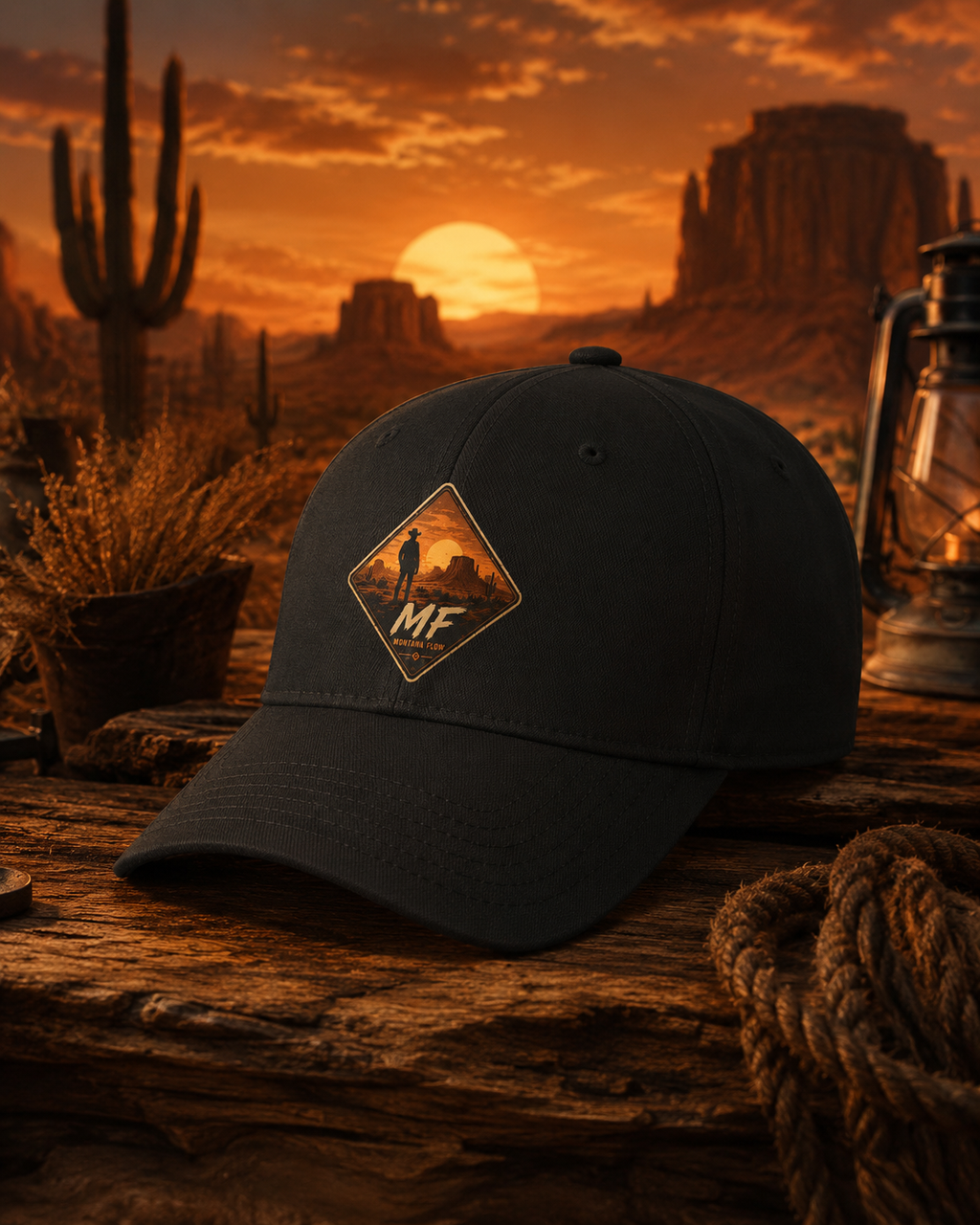 Western Cowboy Patch Dad Hat | Desert Sunset Cap