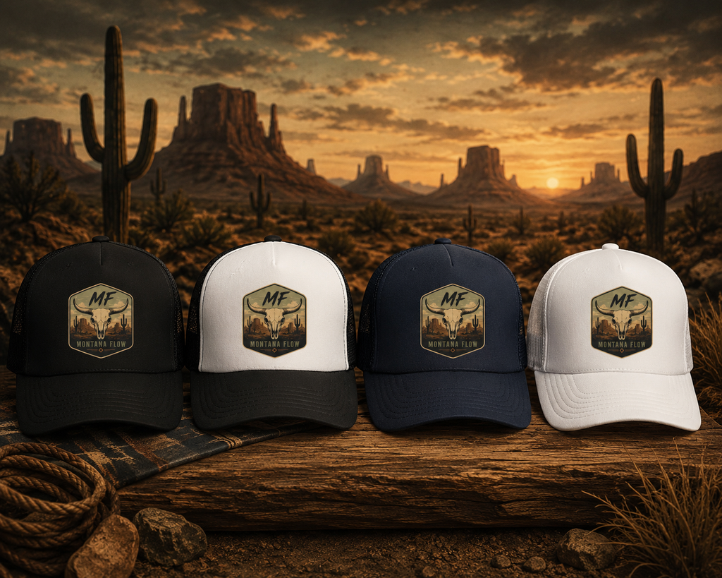 Longhorn Skull Patch Foam Trucker Hat | Montana Flow Western Desert Cap