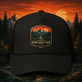 Mountain Sunset Patch Foam Trucker Hat | Montana Flow Vintage Outdoor Cap