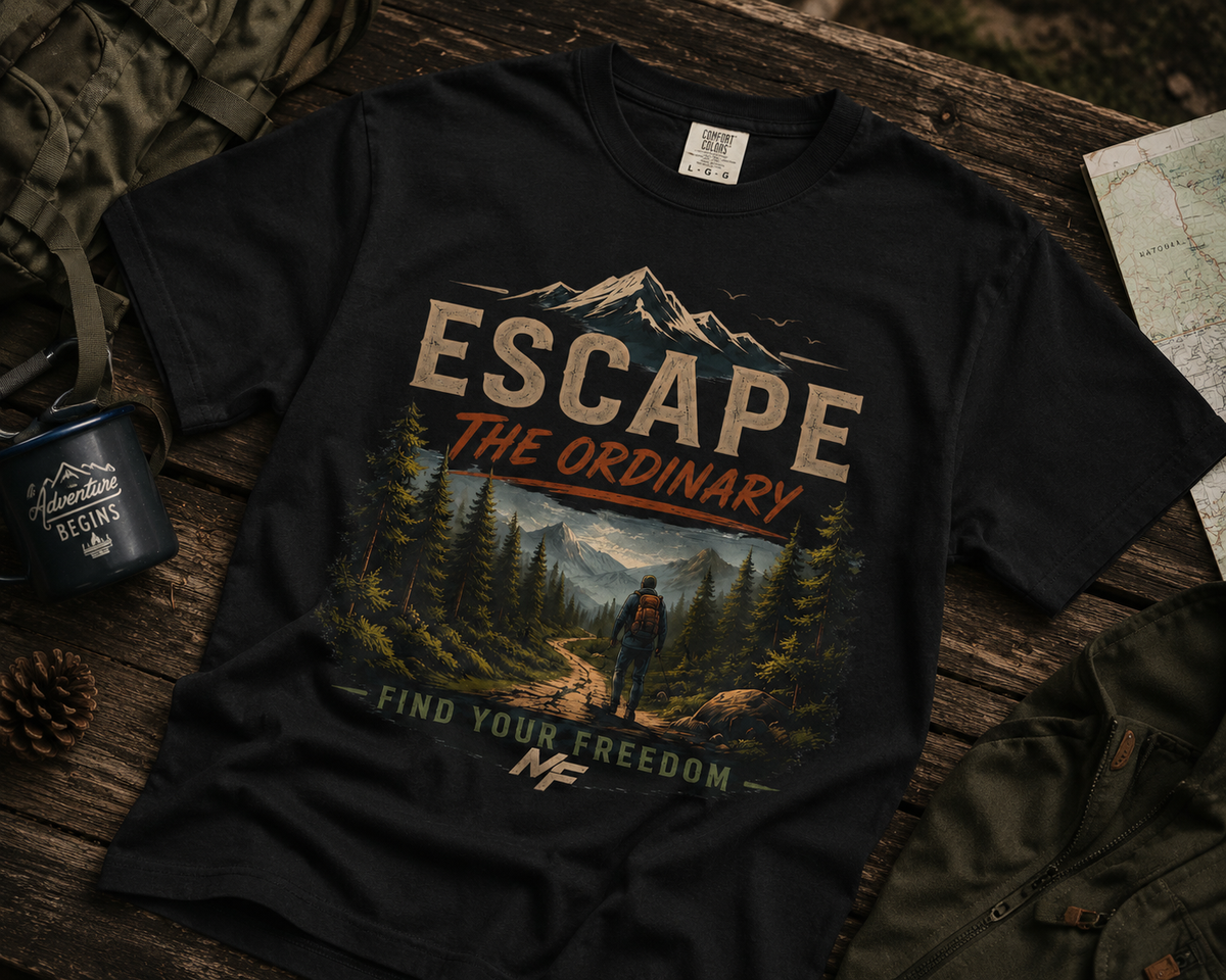 Escape the Ordinary T-Shirt | Mountain Hiking Adventure Graphic Tee