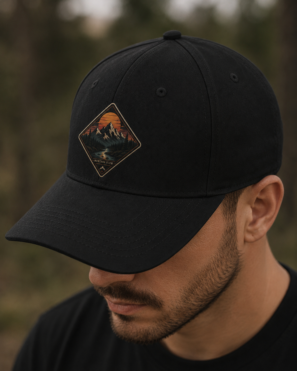 Mountain Sunset Patch Cap | Outdoor Nature Hat