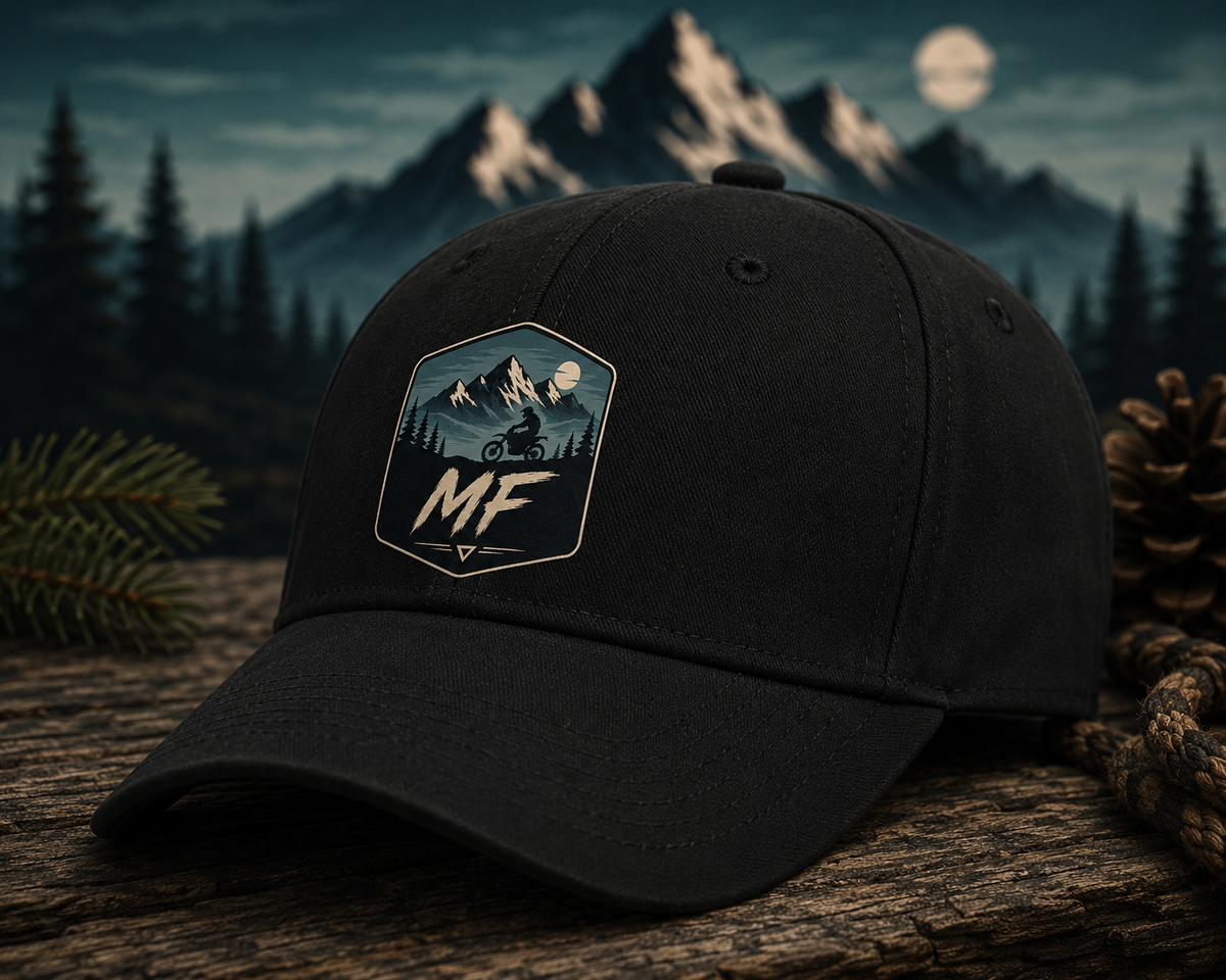Mountain Motorcycle Patch Cap | Forest Peaks Outdoor Baseball Hat