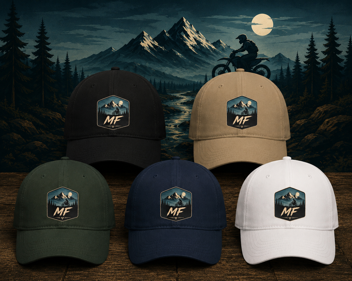 Mountain Motorcycle Patch Cap | Forest Peaks Outdoor Baseball Hat