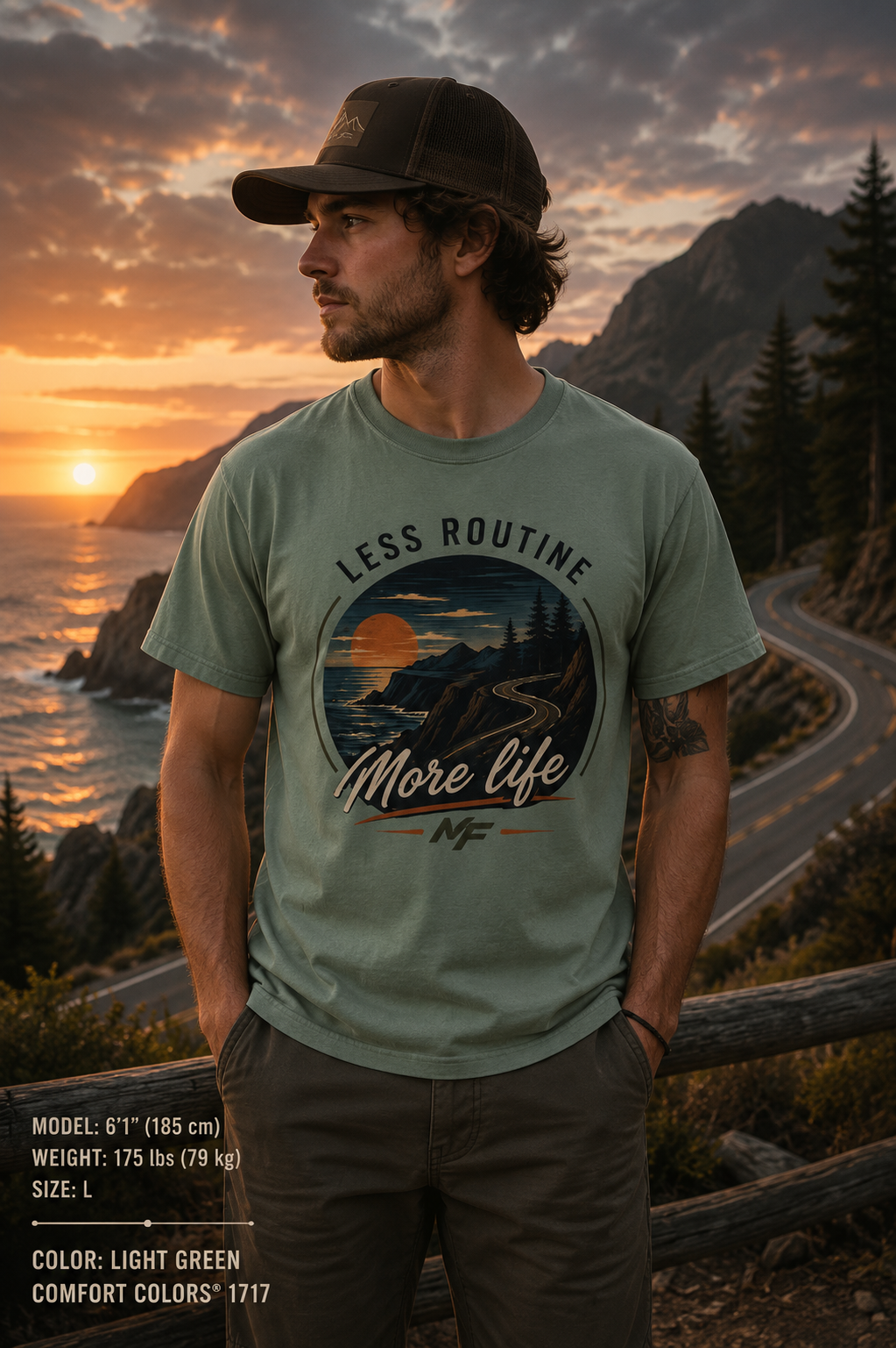 Less Routine More Life T-Shirt | Adventure Road Trip Mountain Graphic Tee