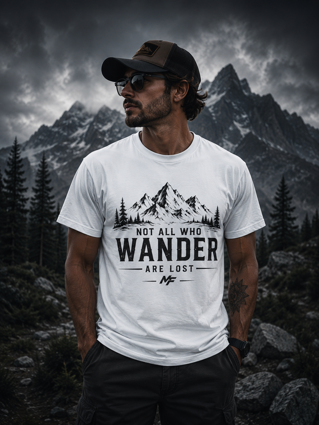 T-shirt « Not All Who Wander Are Lost » | T-shirt graphique aventure en montagne