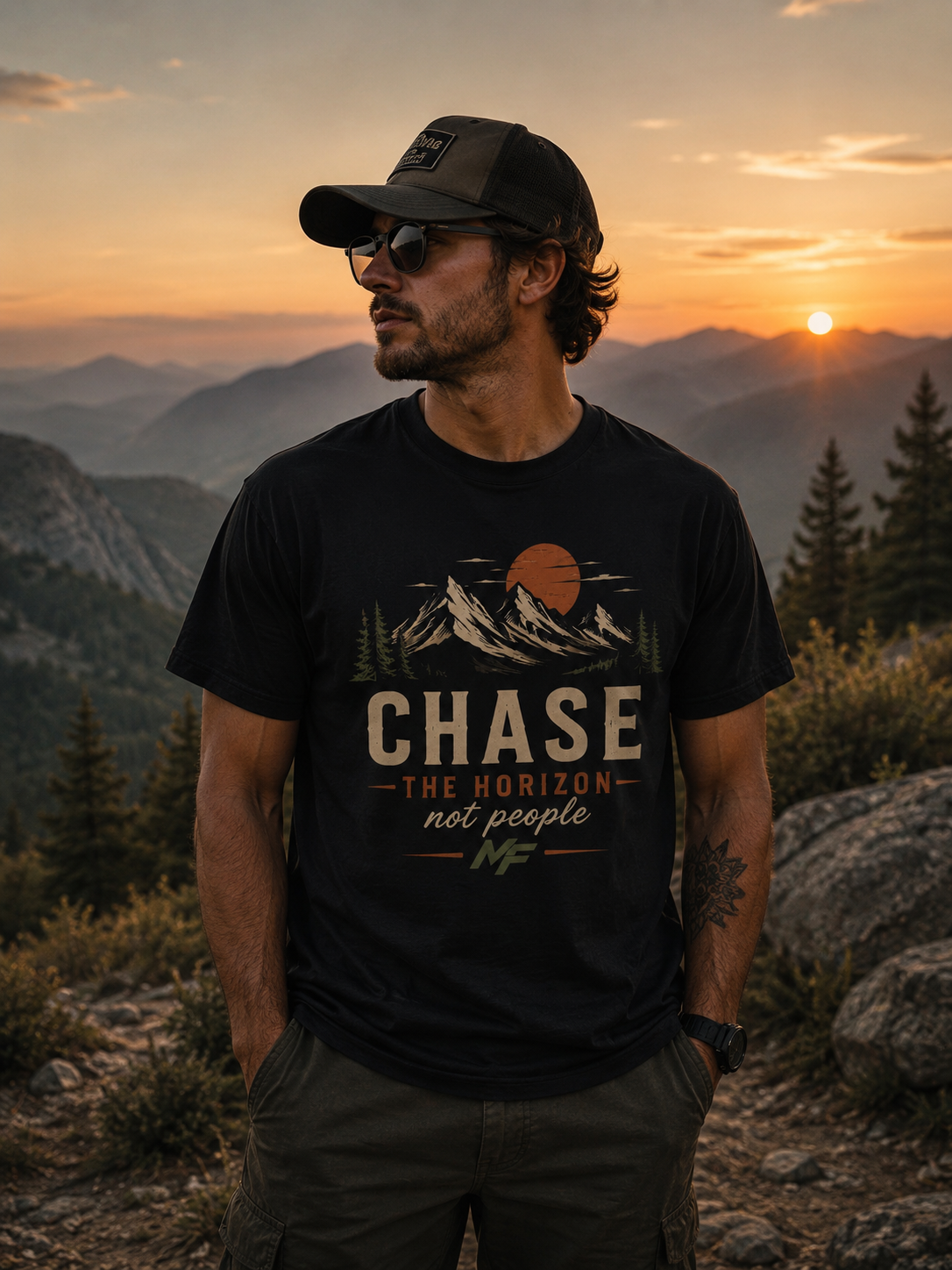 Chase the Horizon Mountain Adventure Graphic T-Shirt