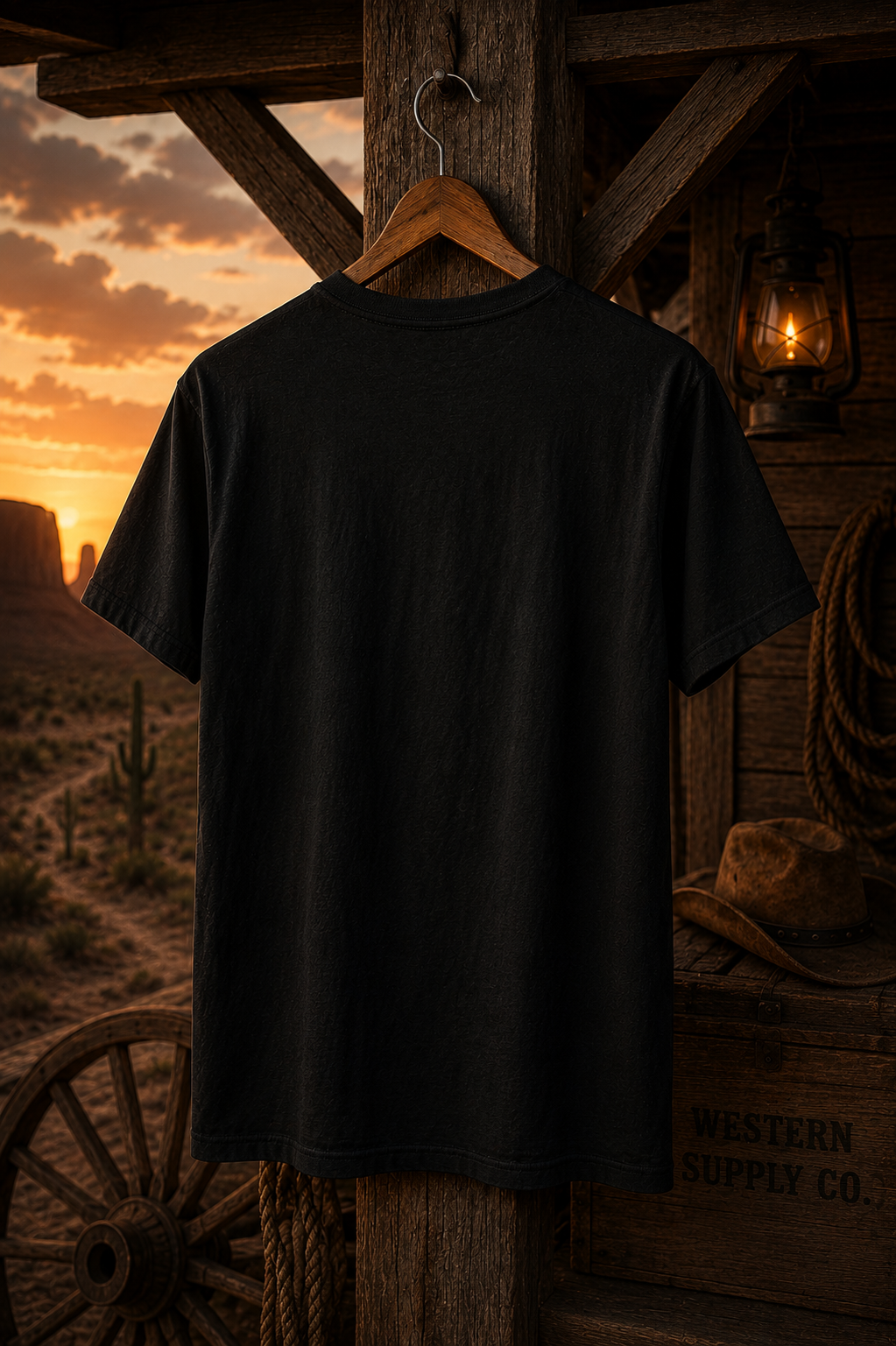 Keep Moving Forward Longhorn Skull Western Trucker T-Shirt, Western Desert Sunset, Road Retro.