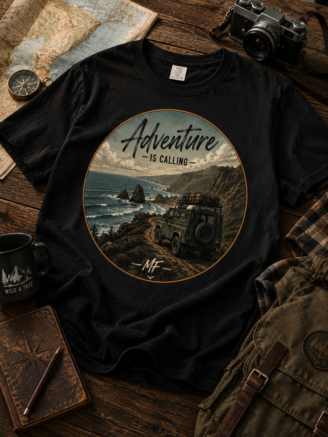 Adventure Is Calling Shirt, Coastal Off Road T-Shirt, 4x4 Beach Adventure Tee, Overland Camping Gift, Nature Explorer Graphic Tee