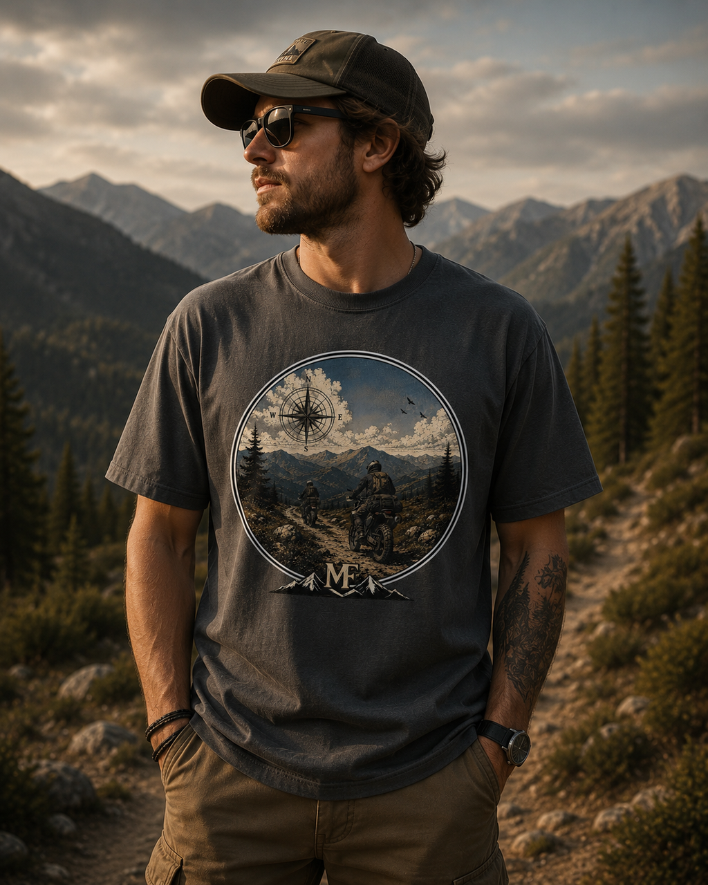 Où mènent les sentiers | T-shirt graphique pour moto d'aventure