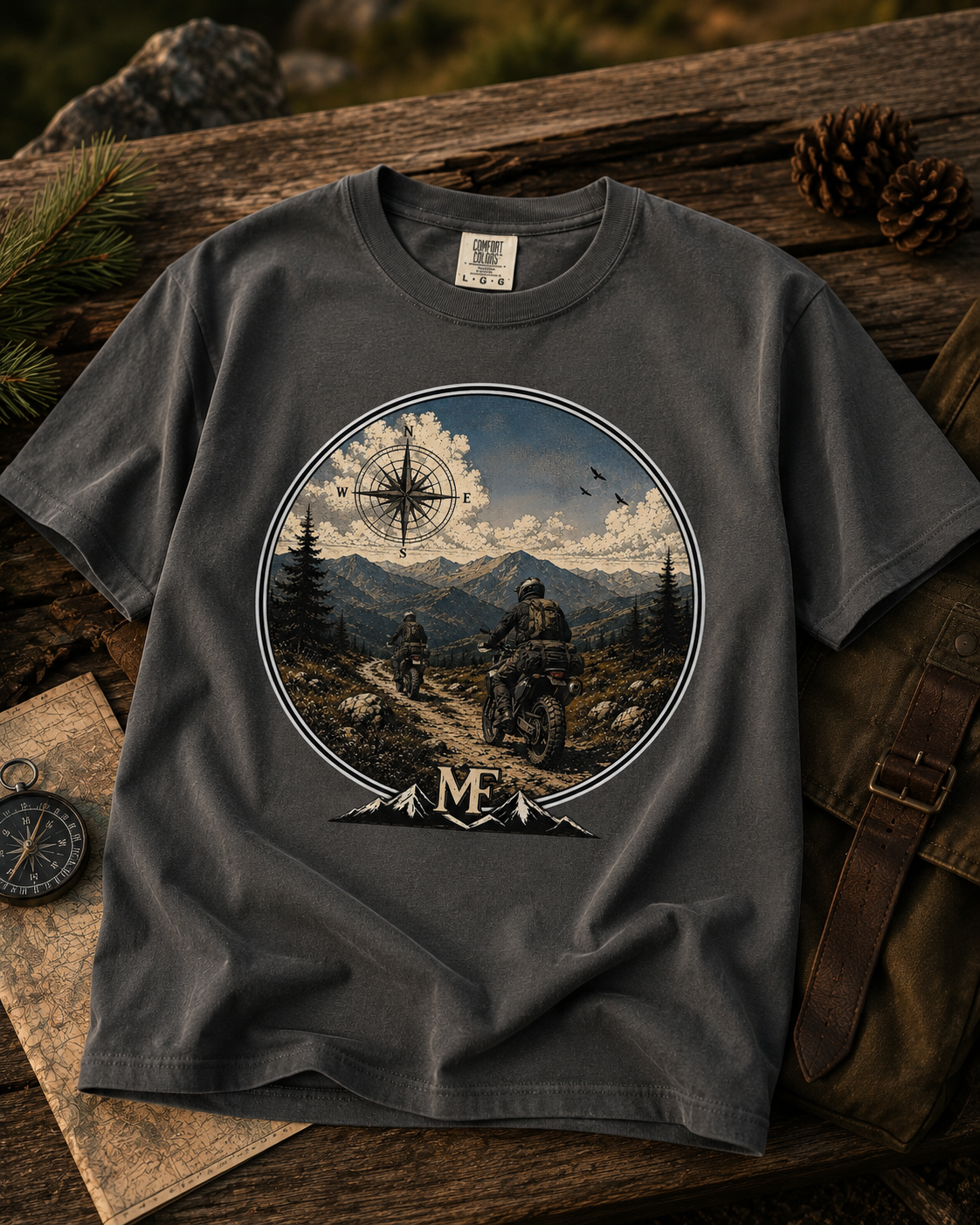 Où mènent les sentiers | T-shirt graphique pour moto d'aventure