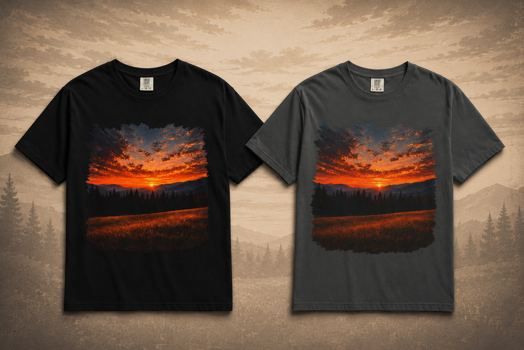 Where the Day Ends | Vintage Mountain Sunset Graphic T-Shirt