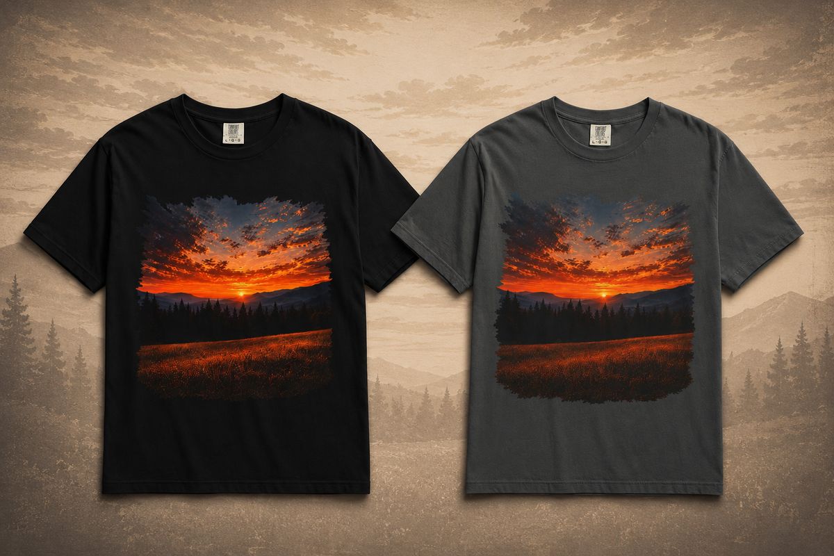 Là où finit le jour | T-shirt graphique vintage coucher de soleil en montagne
