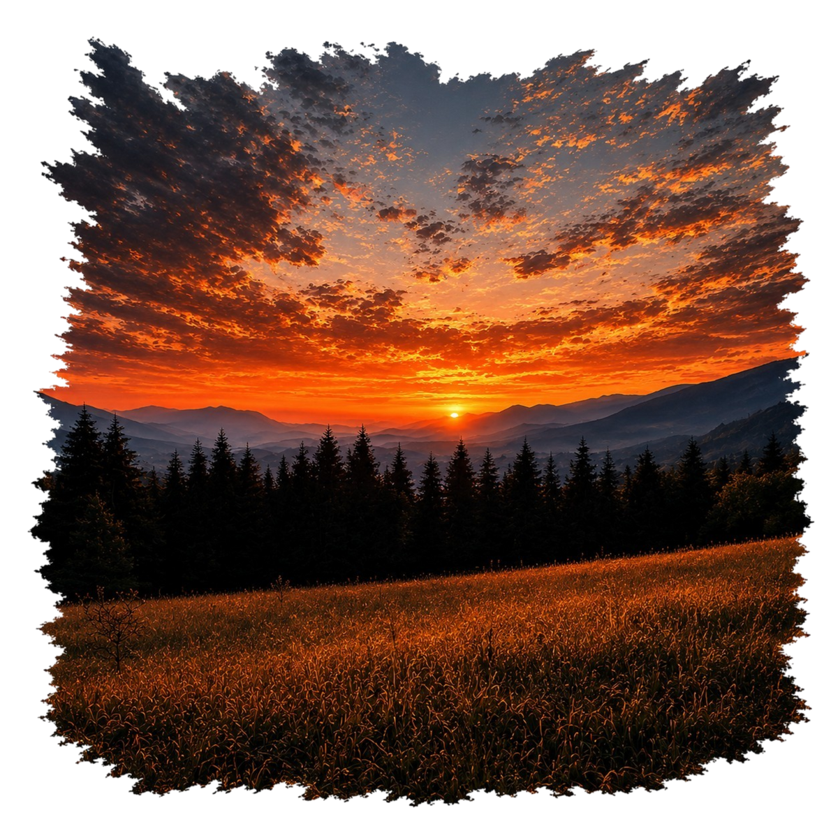 Where the Day Ends | Vintage Mountain Sunset Graphic T-Shirt