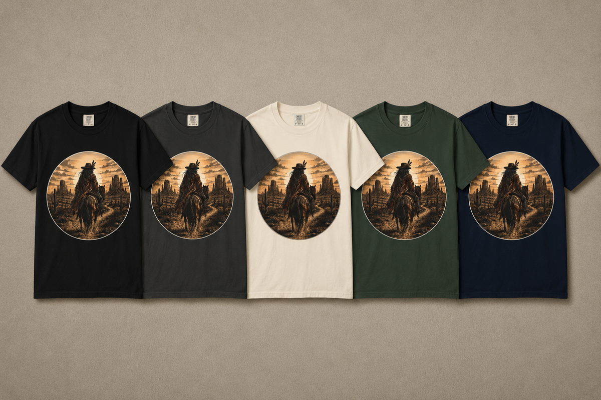 Desert Spirit Rider Vintage Western Graphic T-Shirt, Shaman graphic, Road trip tee.