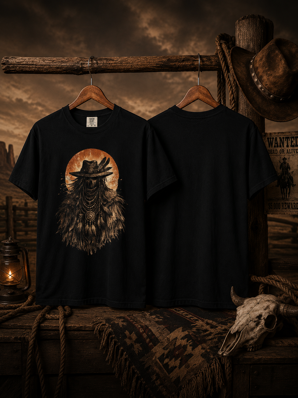 Dark Western Spirit Walker T-Shirt, Vintage Cowboy Shaman Graphic Tee