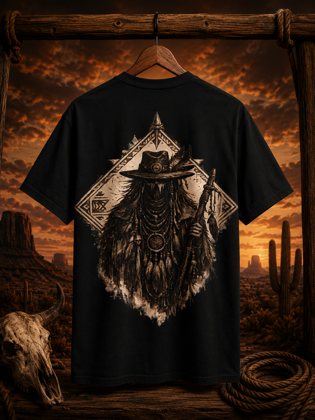 Chemise de shaman de l'Ouest, T-shirt avec imprimé Spirit Walker dans le dos, t-shirt graphique cow-boy tribal, vêtement western vintage, cadeau du désert
